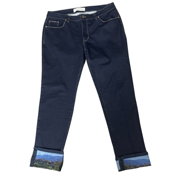 Soft Surroundings Beija Flor Scenic Cuff Jeans Size 16 - Picture 2 of 6